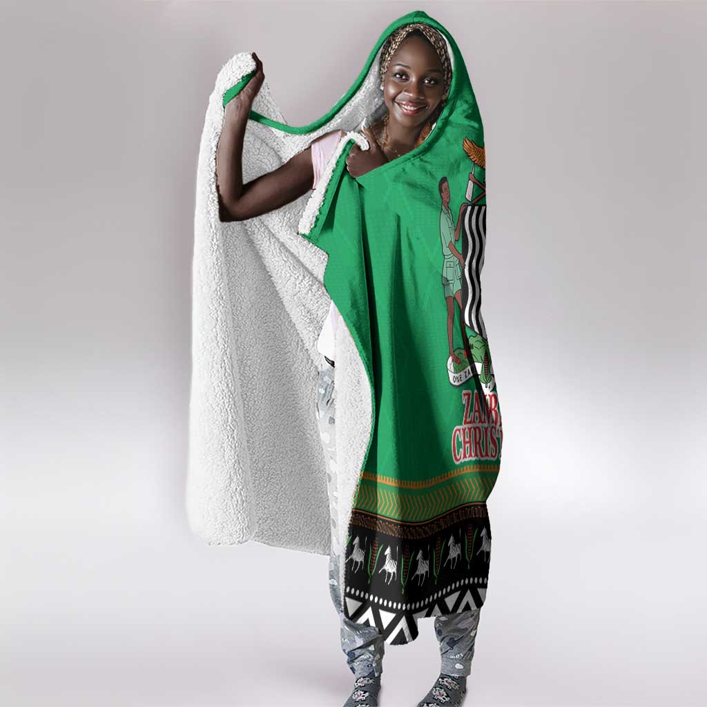 Afro Zambia Christmas Hooded Blanket Coat Of Arms With Kente Pattern