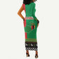 Afro Zambia Christmas Long Sleeve Bodycon Dress Coat Of Arms With Kente Pattern LT18
