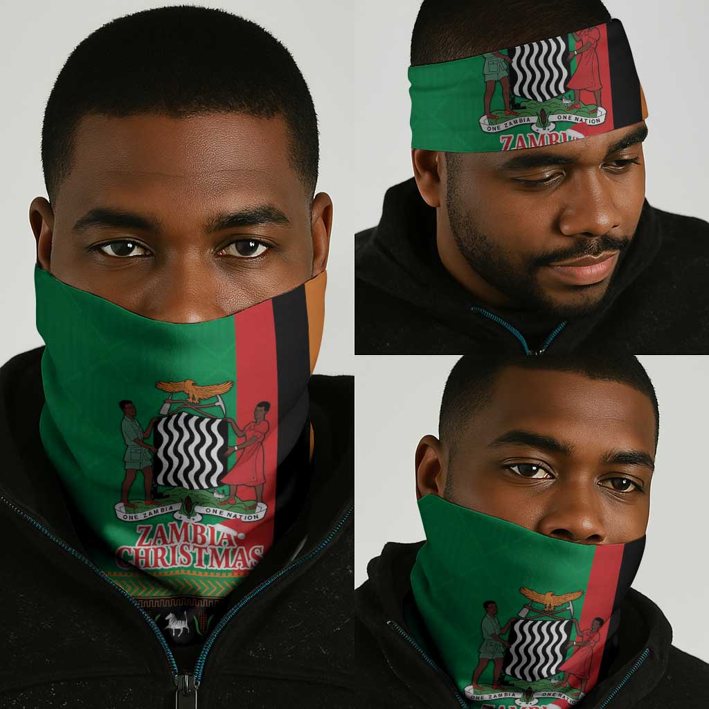 Afro Zambia Christmas Neck Gaiter Coat Of Arms Kente Pattern LT18