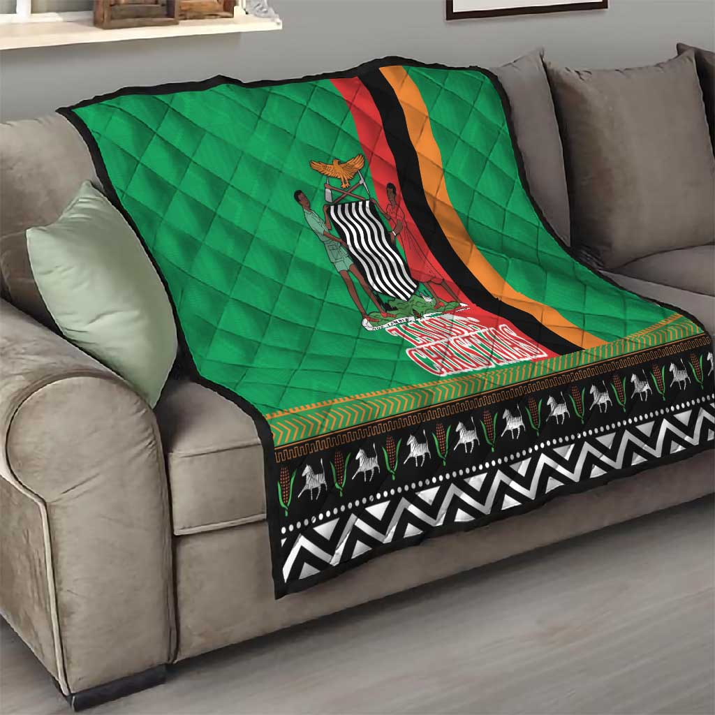 Afro Zambia Christmas Quilt Coat Of Arms With Kente Pattern