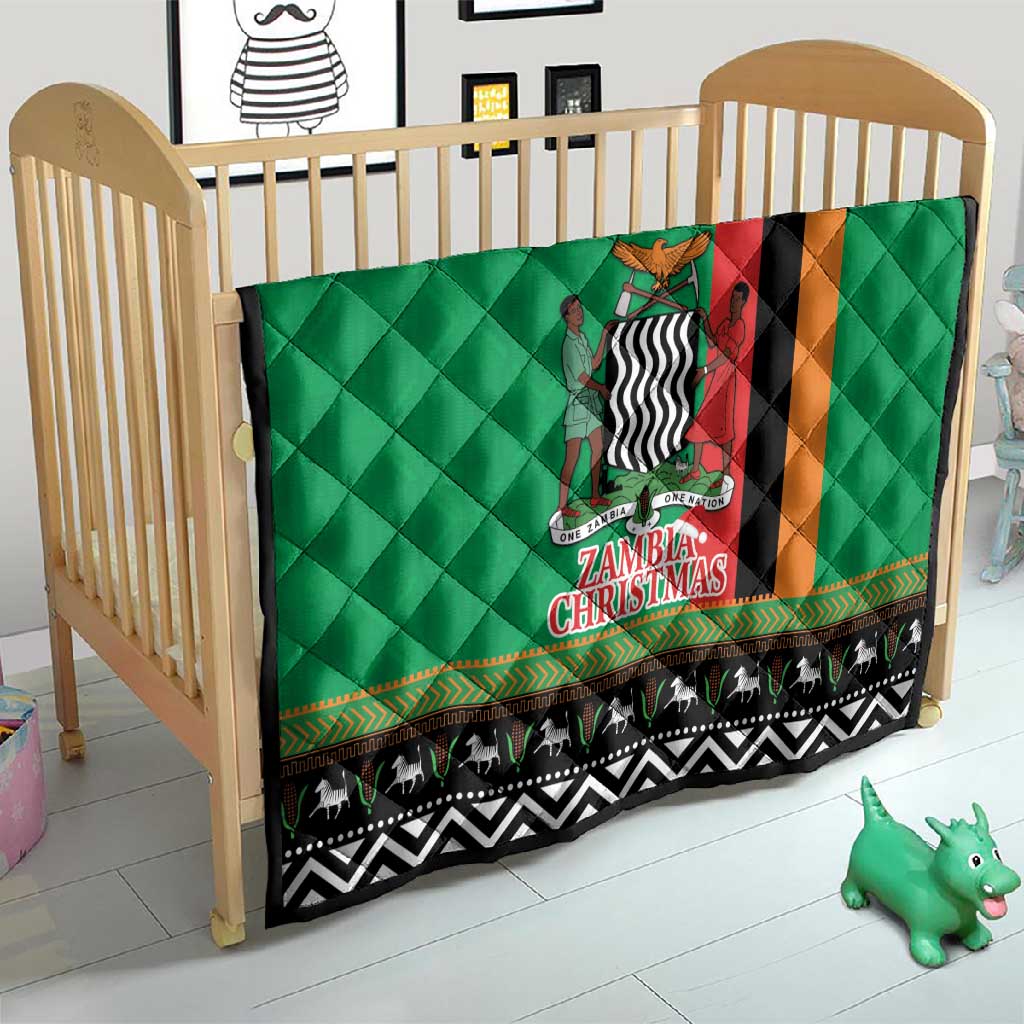 Afro Zambia Christmas Quilt Coat Of Arms With Kente Pattern