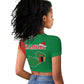 Afro Zambia Christmas Raglan Cropped T shirt Coat Of Arms With Kente Pattern