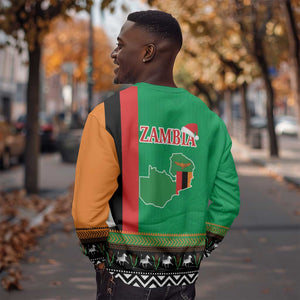 Afro Zambia Christmas Sweatshirt Coat Of Arms With Kente Pattern