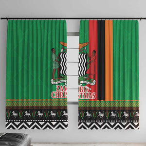 Afro Zambia Christmas Window Curtain Coat Of Arms With Kente Pattern