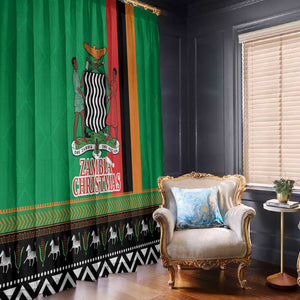 Afro Zambia Christmas Window Curtain Coat Of Arms With Kente Pattern