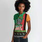 Afro Zambia Christmas Women Polo Shirt Coat Of Arms With Kente Pattern