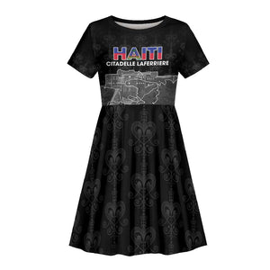 Afro-Haitians Pride Personalized Kid Short Sleeve Dress Citadelle Laferriere Veve Vodou - African Pride