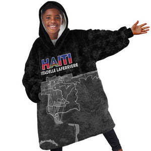 Afro-Haitians Pride Personalized Kid Wearable Blanket Hoodie Citadelle Laferriere Veve Vodou - African Pride
