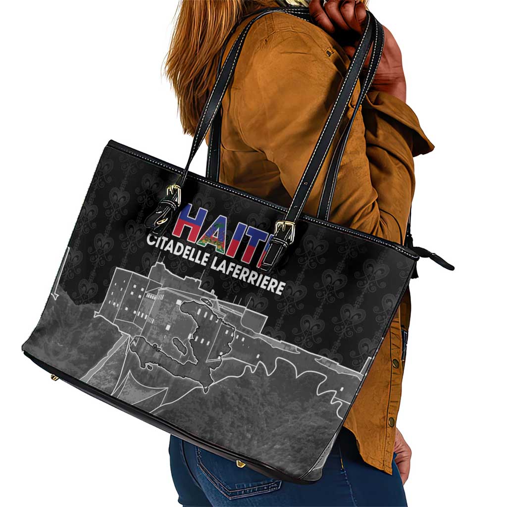 Afro-Haitians Pride Leather Tote Bag Citadelle Laferriere Veve Vodou - African Pride