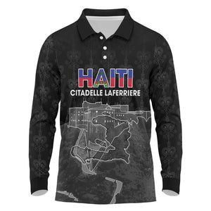 Afro-Haitians Pride Personalized Long Sleeve Polo Shirt Citadelle Laferriere Veve Vodou - African Pride