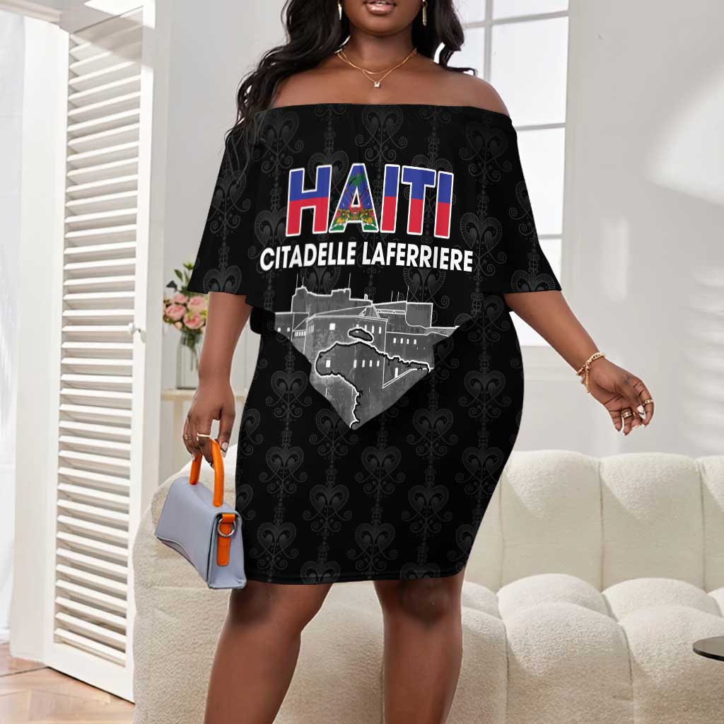 Afro-Haitians Pride Personalized Off Shoulder Short Dress Citadelle Laferriere Veve Vodou - African Pride