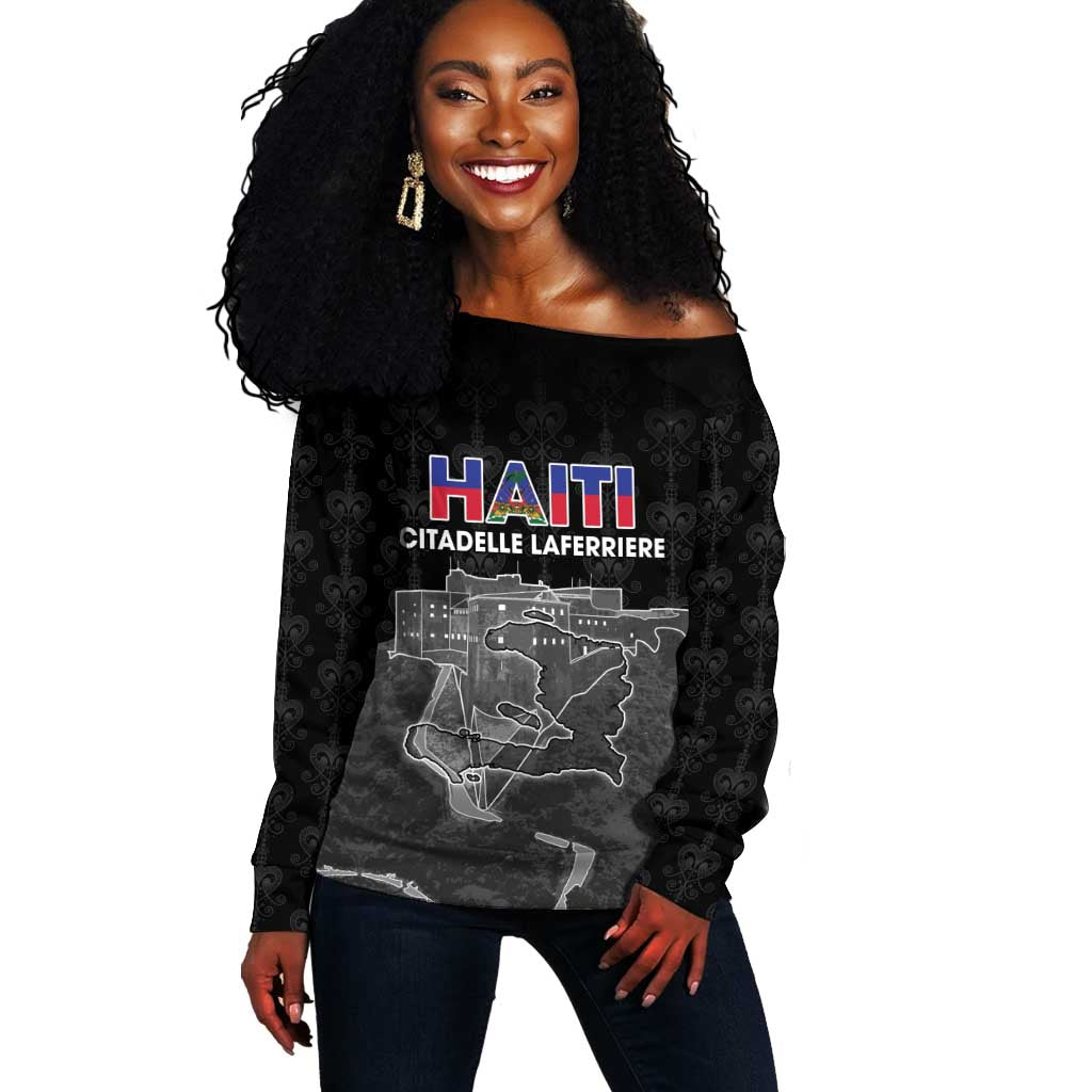Afro-Haitians Pride Personalized Off Shoulder Sweater Citadelle Laferriere Veve Vodou - African Pride