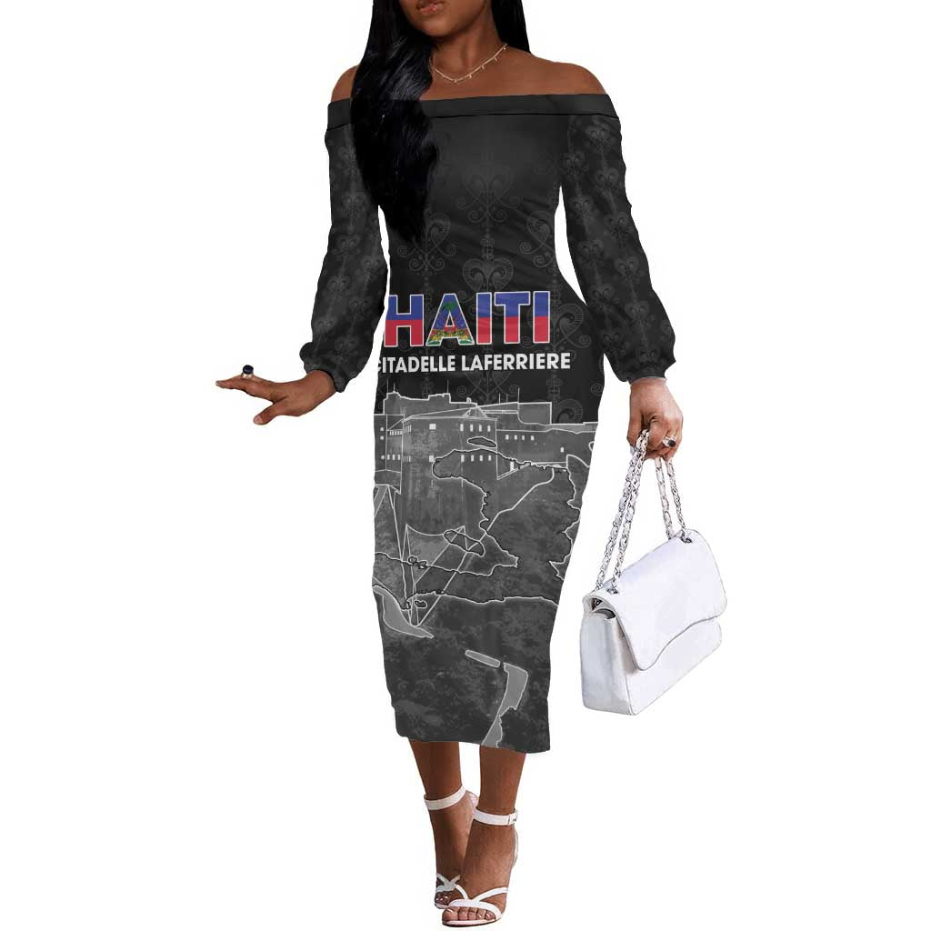 Afro-Haitians Pride Personalized Off The Shoulder Long Sleeve Dress Citadelle Laferriere Veve Vodou - African Pride