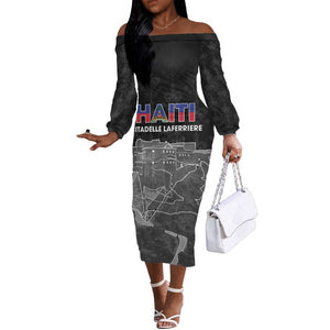 Afro-Haitians Pride Personalized Off The Shoulder Long Sleeve Dress Citadelle Laferriere Veve Vodou - African Pride