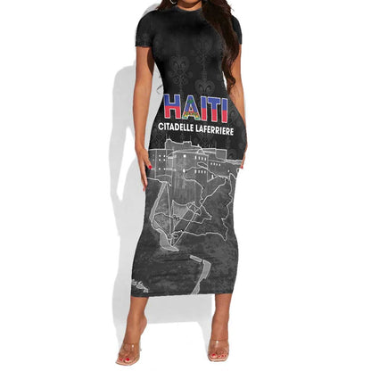 Afro-Haitians Pride Personalized Short Sleeve Bodycon Dress Citadelle Laferriere Veve Vodou - African Pride