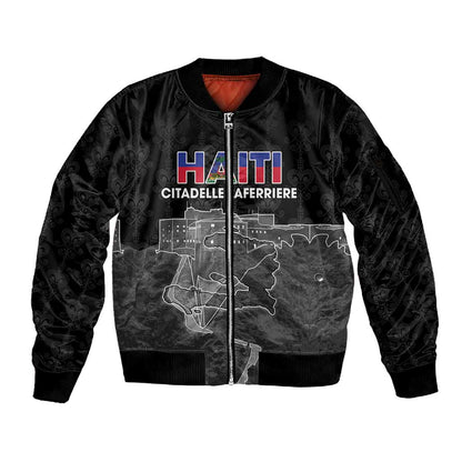 Afro-Haitians Pride Personalized Sleeve Zip Bomber Jacket Citadelle Laferriere Veve Vodou - African Pride