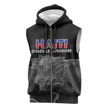 Afro-Haitians Pride Personalized Sleeveless Zip Hoodie Citadelle Laferriere Veve Vodou - African Pride