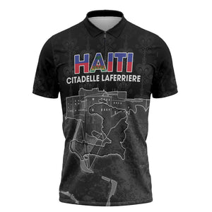 Afro-Haitians Pride Personalized Zipper Polo Shirt Citadelle Laferriere Veve Vodou