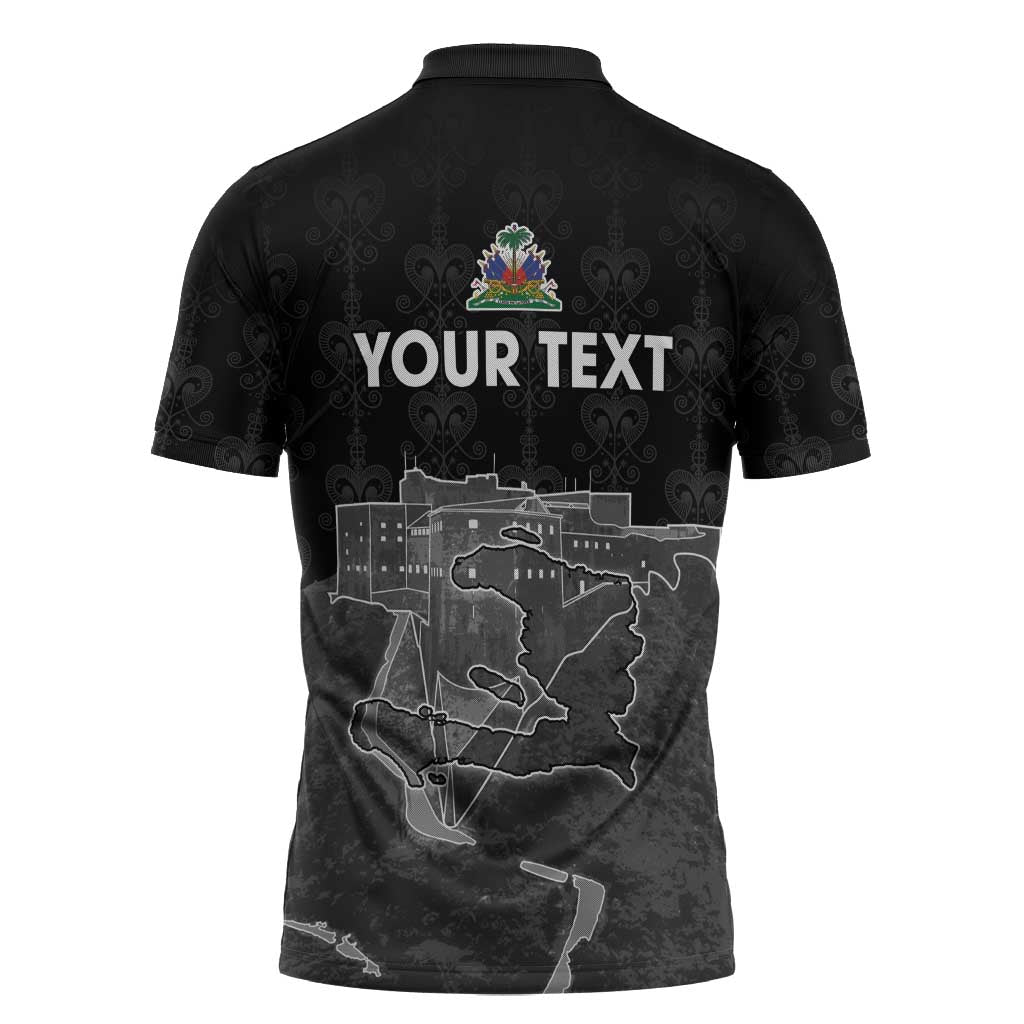 Afro-Haitians Pride Personalized Zipper Polo Shirt Citadelle Laferriere Veve Vodou
