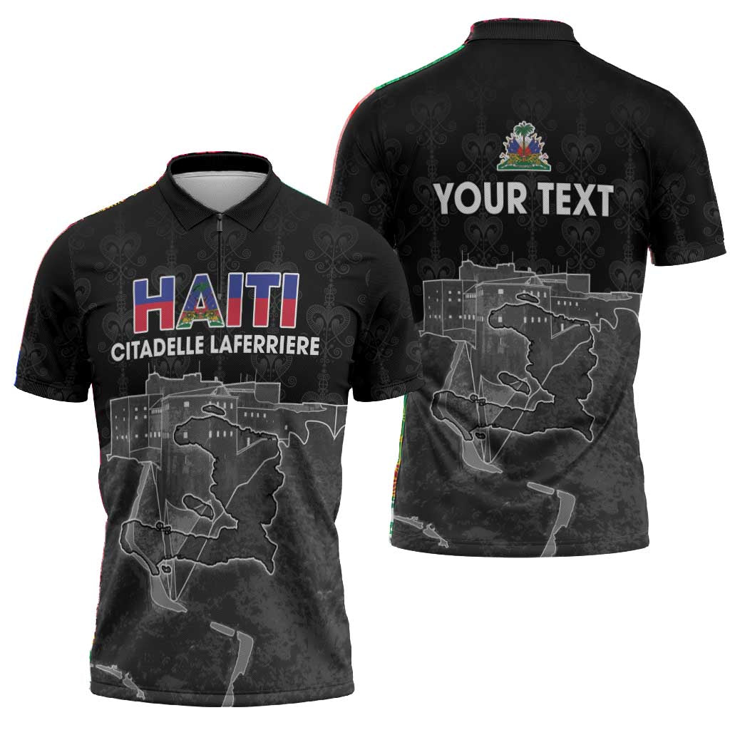 Afro-Haitians Pride Personalized Zipper Polo Shirt Citadelle Laferriere Veve Vodou