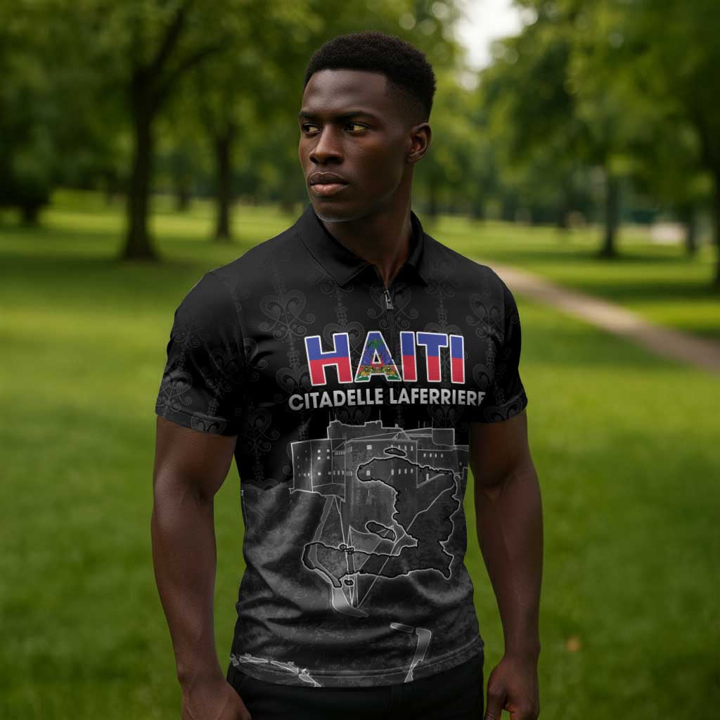 Afro-Haitians Pride Personalized Zipper Polo Shirt Citadelle Laferriere Veve Vodou