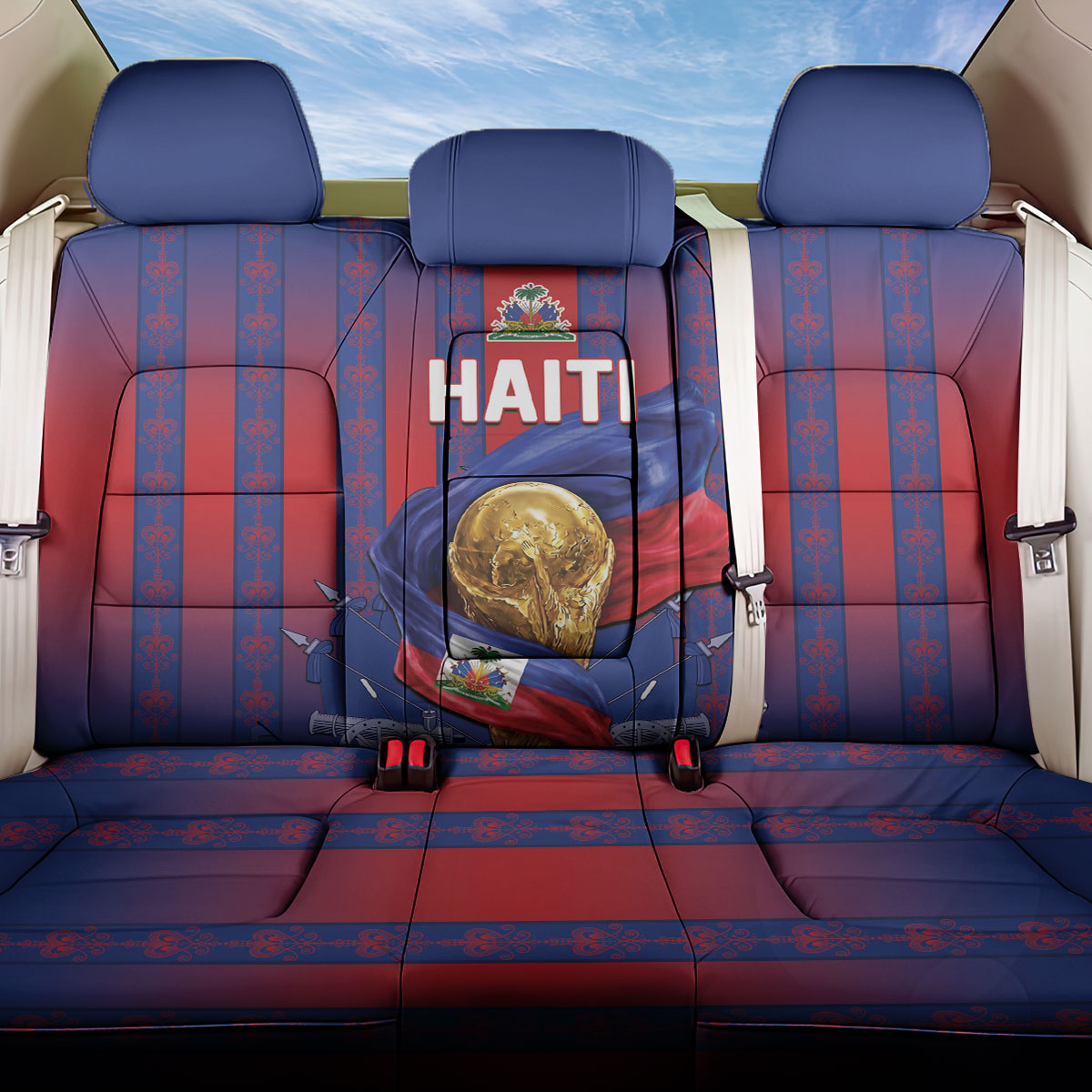Haiti Football 2026 Back Car Seat Cover Les Grenadiers Voodoo Veve Pride
