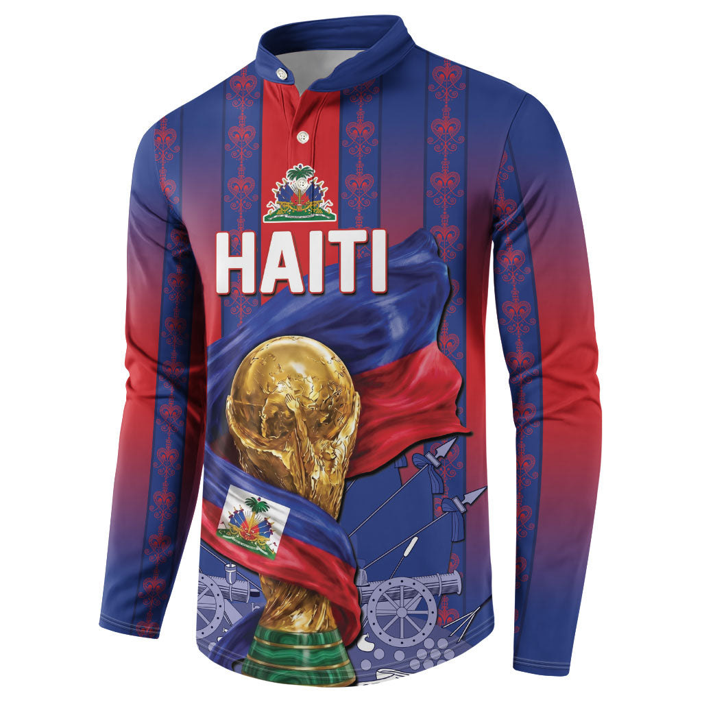 Custom Haiti Football 2026 Button Sweatshirt Les Grenadiers Voodoo Veve Pride