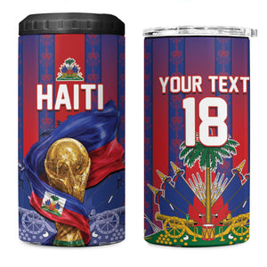 Custom Haiti Football 2026 4 in 1 Can Cooler Tumbler Les Grenadiers Voodoo Veve Pride