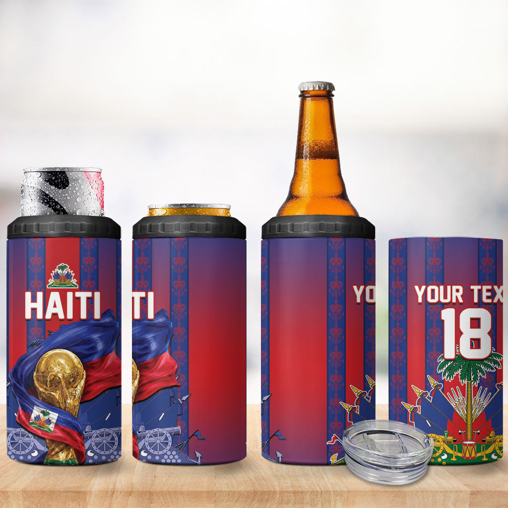 Custom Haiti Football 2026 4 in 1 Can Cooler Tumbler Les Grenadiers Voodoo Veve Pride
