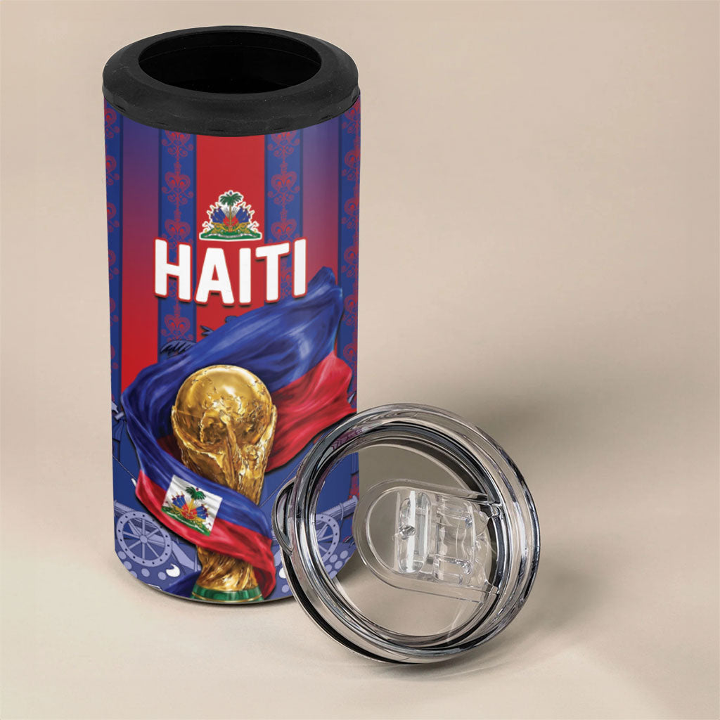 Custom Haiti Football 2026 4 in 1 Can Cooler Tumbler Les Grenadiers Voodoo Veve Pride