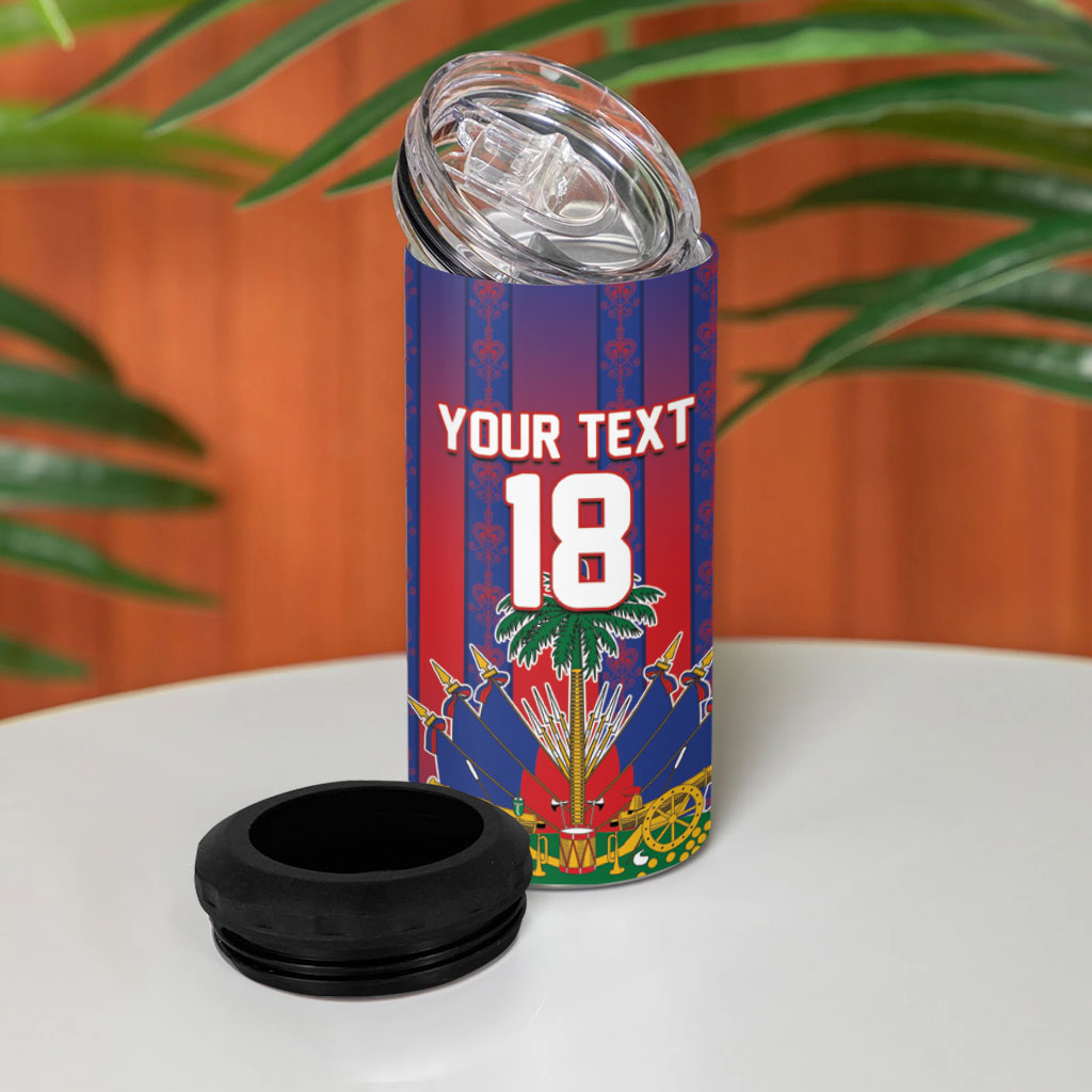 Custom Haiti Football 2026 4 in 1 Can Cooler Tumbler Les Grenadiers Voodoo Veve Pride