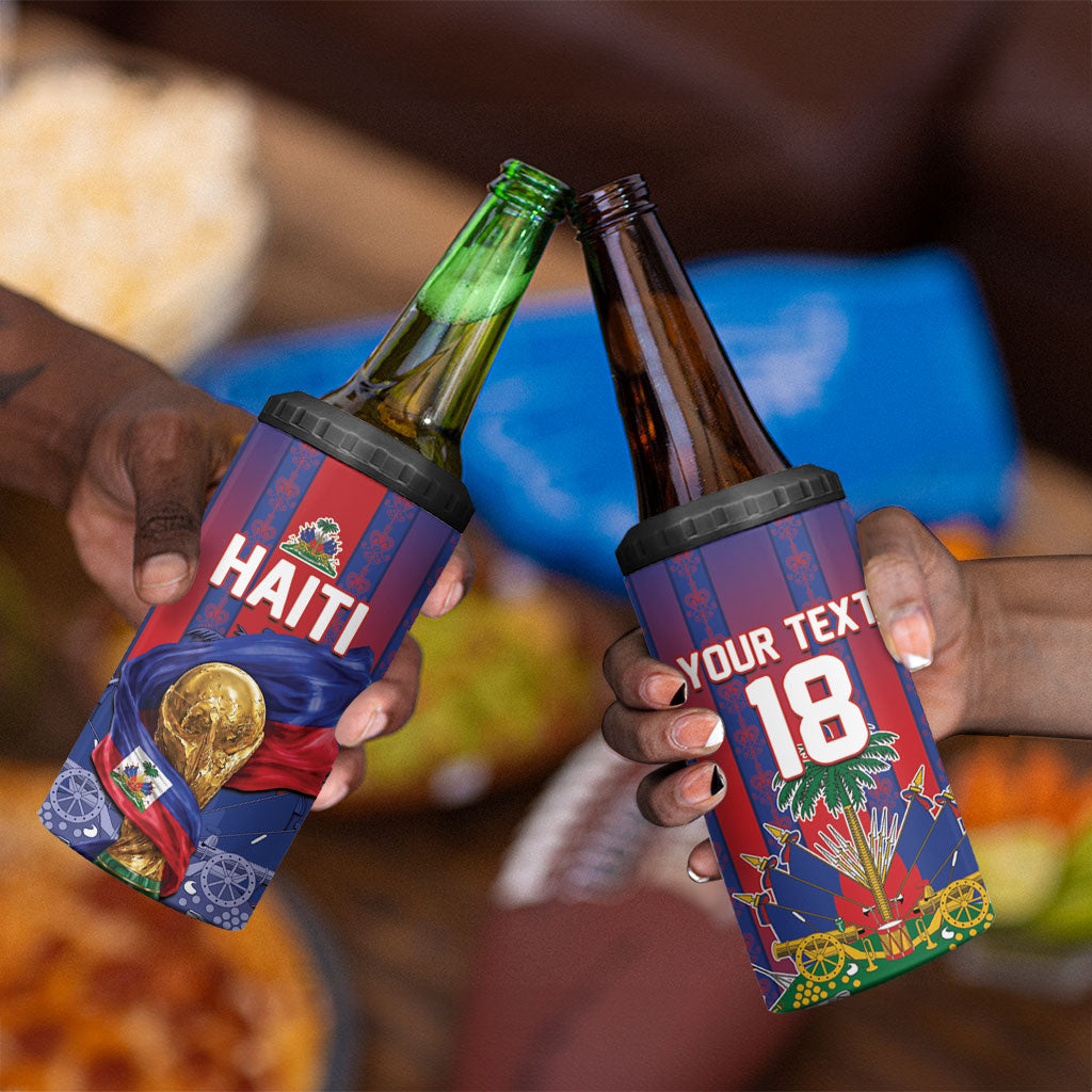 Custom Haiti Football 2026 4 in 1 Can Cooler Tumbler Les Grenadiers Voodoo Veve Pride
