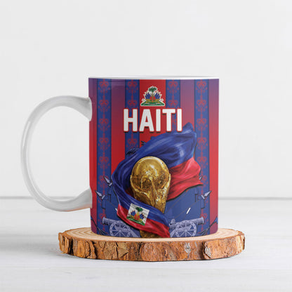 Custom Haiti Football 2026 Ceramic Mug Les Grenadiers Voodoo Veve Pride