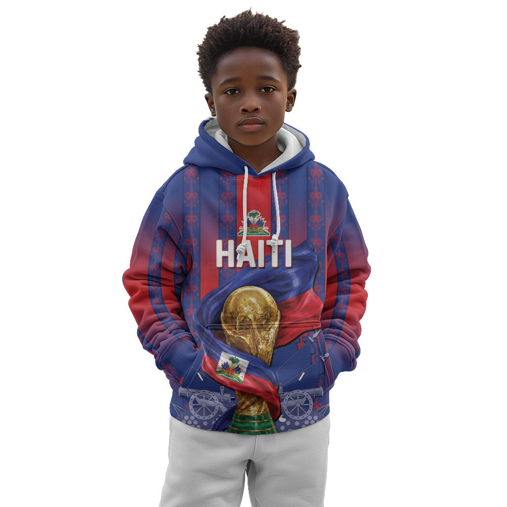 Custom Haiti Football 2026 Kid Hoodie Les Grenadiers Voodoo Veve Pride