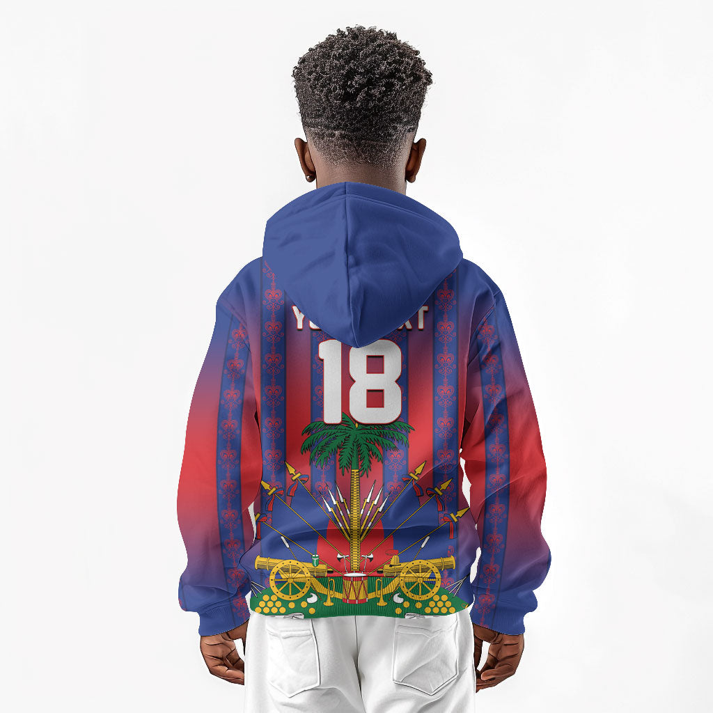 Custom Haiti Football 2026 Kid Hoodie Les Grenadiers Voodoo Veve Pride