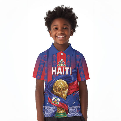 Custom Haiti Football 2026 Kid Polo Shirt Les Grenadiers Voodoo Veve Pride