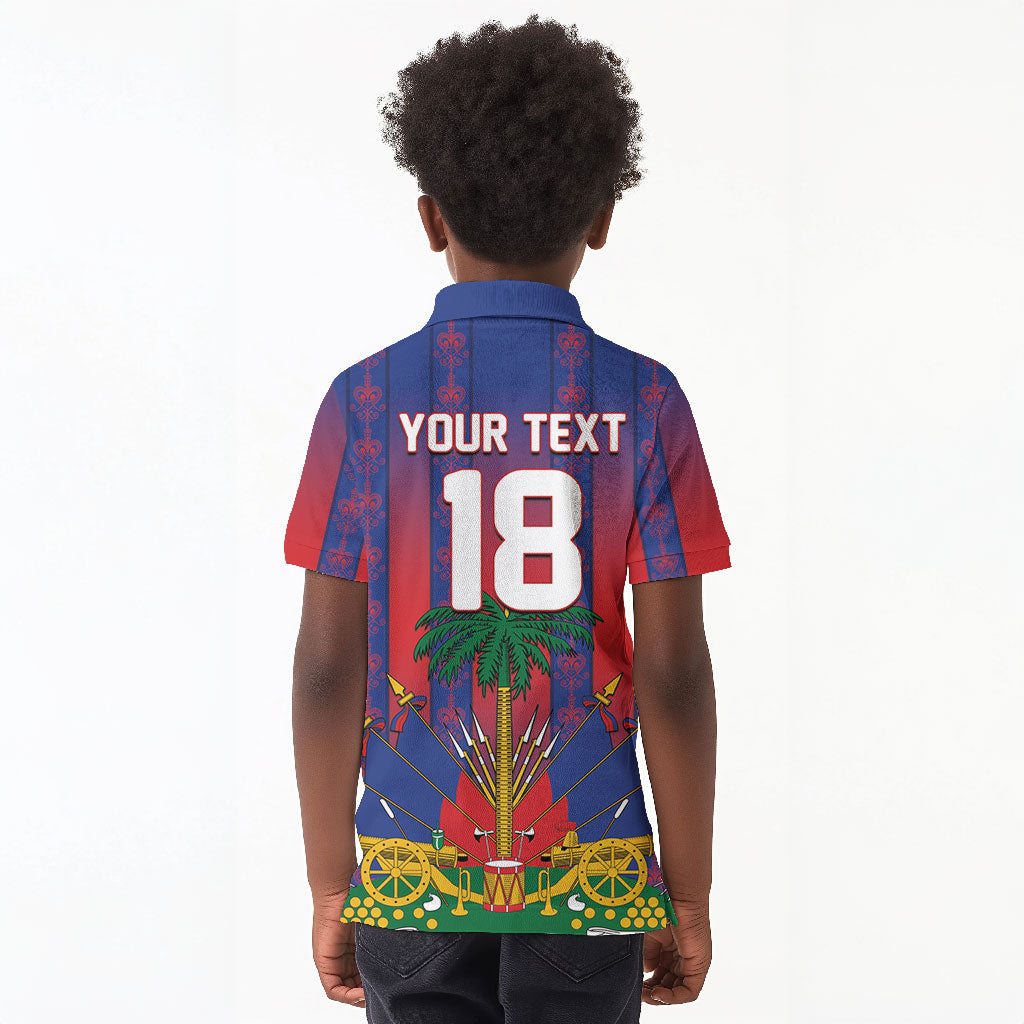 Custom Haiti Football 2026 Kid Polo Shirt Les Grenadiers Voodoo Veve Pride
