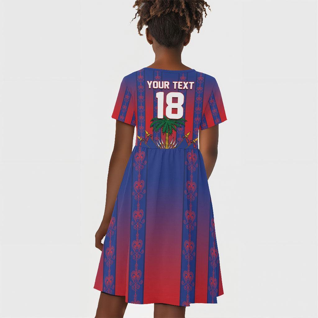 Custom Haiti Football 2026 Kid Short Sleeve Dress Les Grenadiers Voodoo Veve Pride