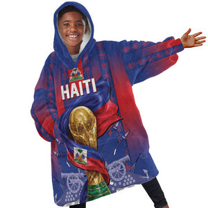 Custom Haiti Football 2026 Kid Wearable Blanket Hoodie Les Grenadiers Voodoo Veve Pride