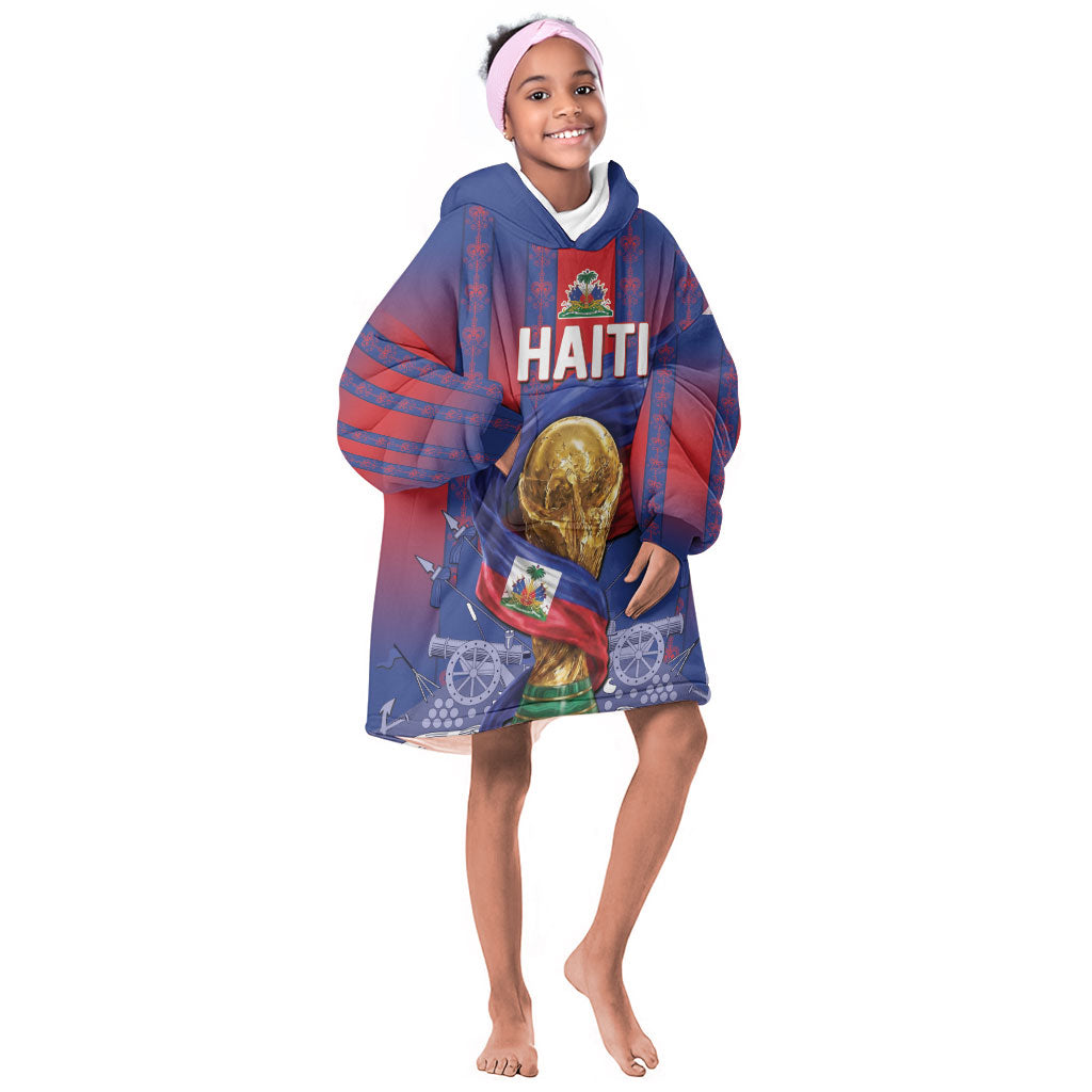 Custom Haiti Football 2026 Kid Wearable Blanket Hoodie Les Grenadiers Voodoo Veve Pride
