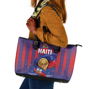 Haiti Football 2026 Leather Tote Bag Les Grenadiers Voodoo Veve Pride