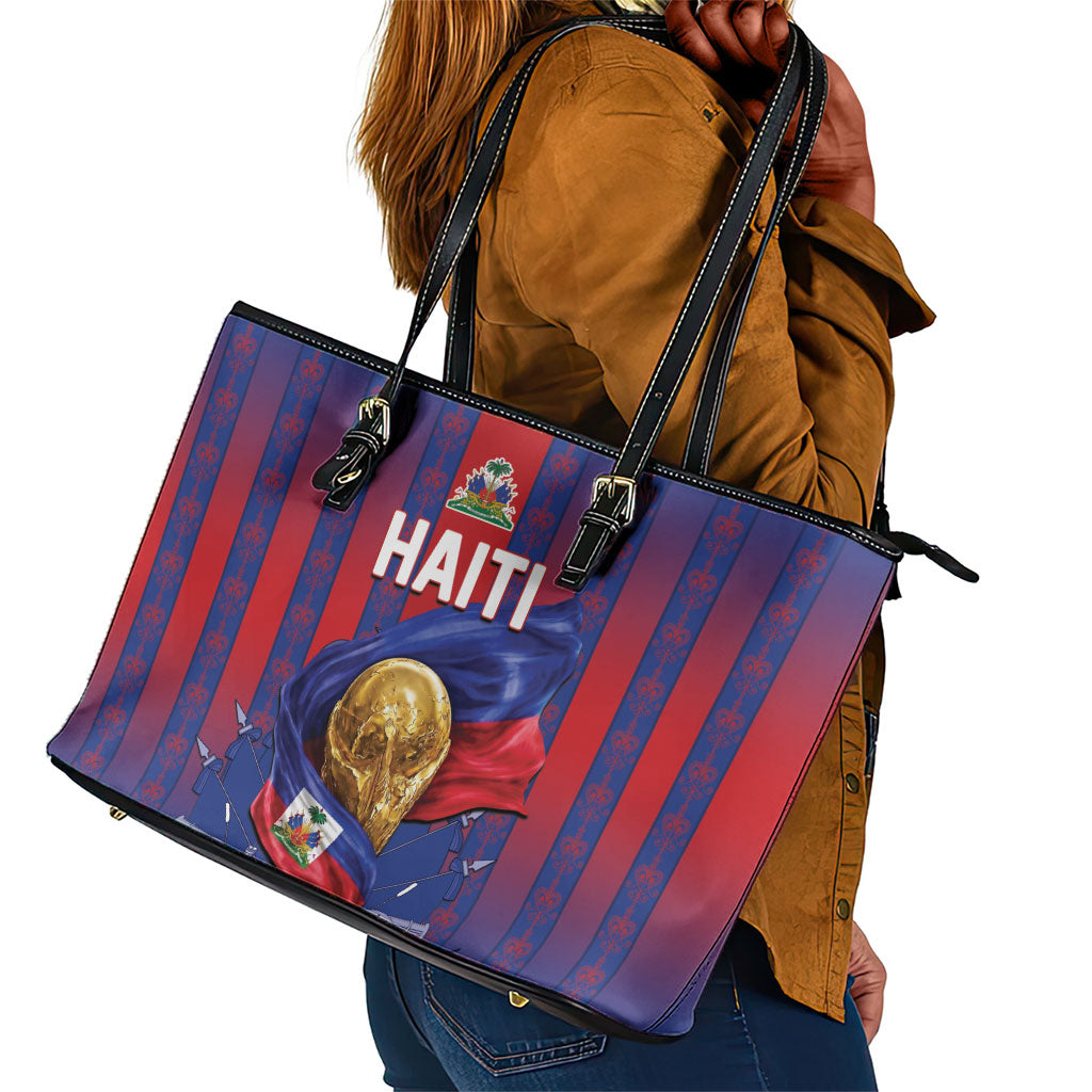Haiti Football 2026 Leather Tote Bag Les Grenadiers Voodoo Veve Pride