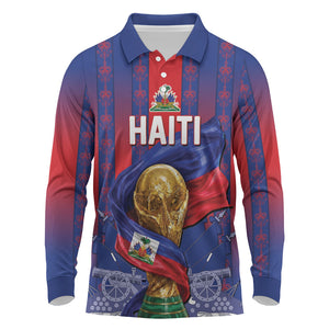 Custom Haiti Football 2026 Long Sleeve Polo Shirt Les Grenadiers Voodoo Veve Pride