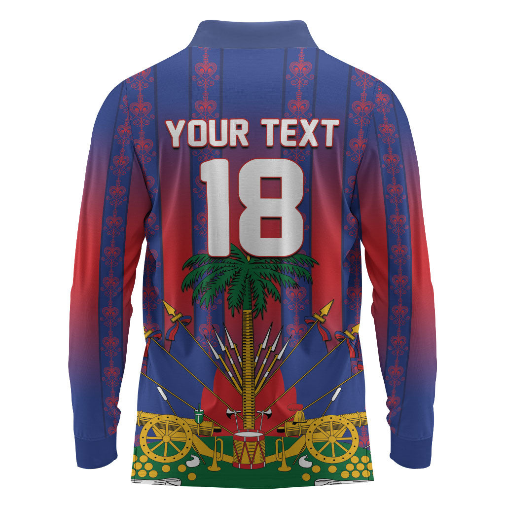 Custom Haiti Football 2026 Long Sleeve Polo Shirt Les Grenadiers Voodoo Veve Pride