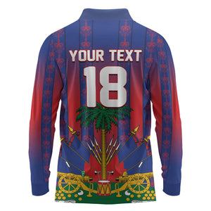 Custom Haiti Football 2026 Long Sleeve Polo Shirt Les Grenadiers Voodoo Veve Pride