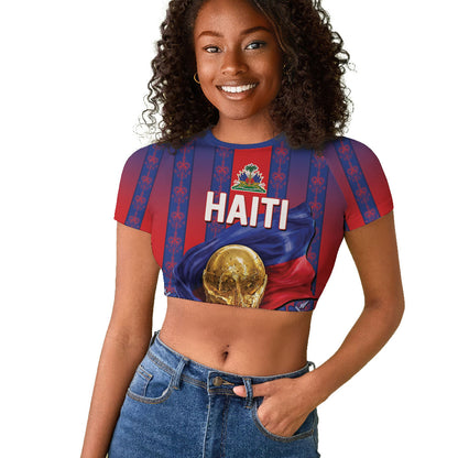 Custom Haiti Football 2026 Raglan Cropped T shirt Les Grenadiers Voodoo Veve Pride
