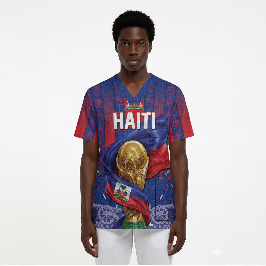 Custom Haiti Football 2026 Scrub Top Les Grenadiers Voodoo Veve Pride