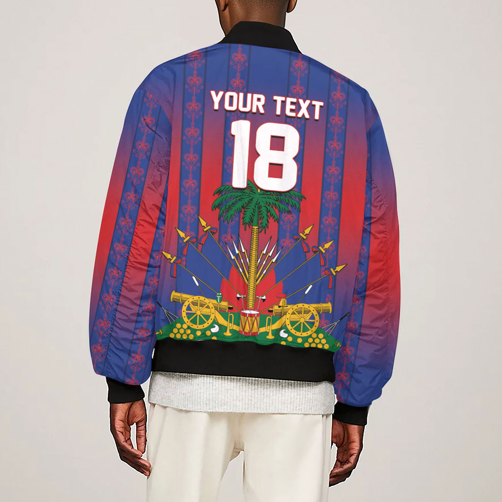 Custom Haiti Football 2026 Sleeve Zip Bomber Jacket Les Grenadiers Voodoo Veve Pride