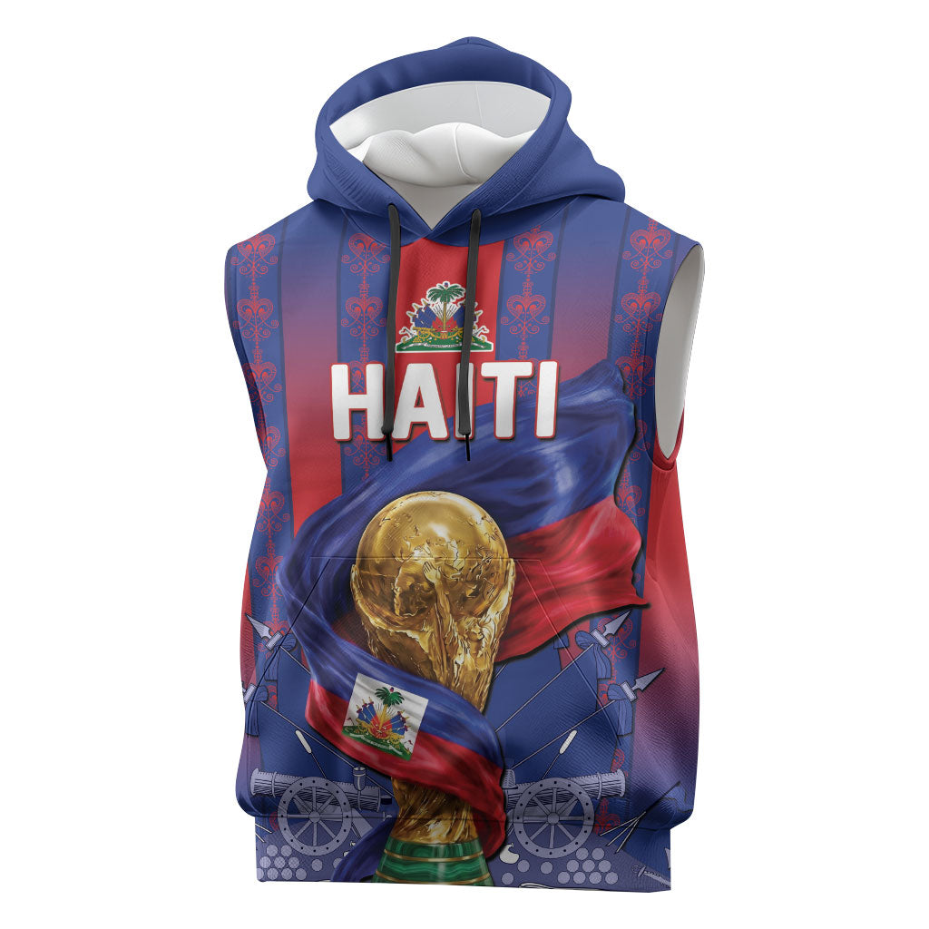Custom Haiti Football 2026 Sleeveless Hoodie Les Grenadiers Voodoo Veve Pride