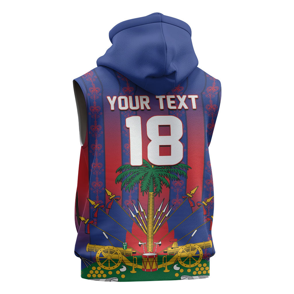 Custom Haiti Football 2026 Sleeveless Hoodie Les Grenadiers Voodoo Veve Pride